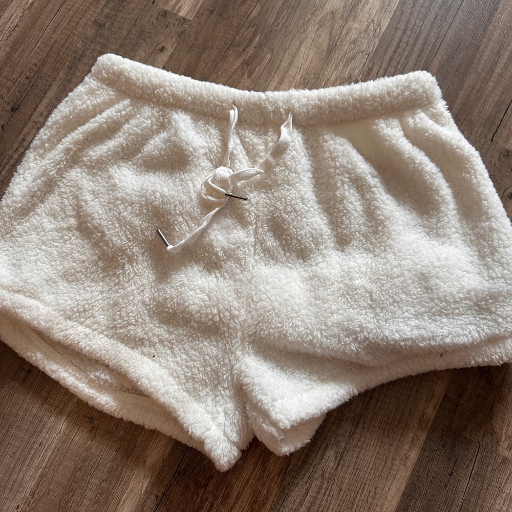 Fluffy White Lounge Shorts